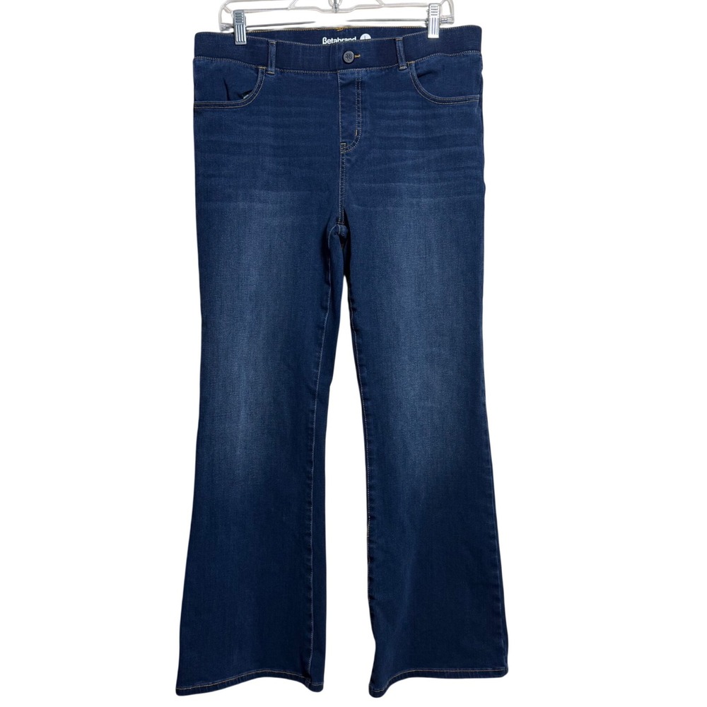 Betabrand Yoga Denim Bootcut Pants Dark Wash Indigo Petite Large W1544-DVI
